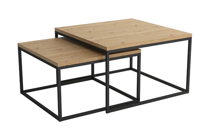 TAUNTON Satsbord 76 cm 2 Bord Ekfärg/Svart - Ek - Möbler - Vardagsrum - Soffbord & vardagsrumsbord - Satsbord