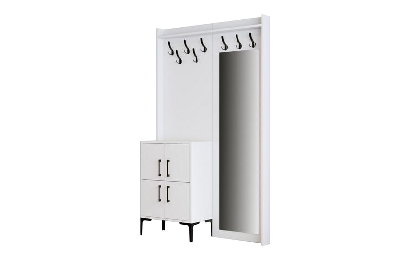 NAUEN Hallmöbelset 35x120 cm med Spegel Vit - Möbler - Hall & entré - Möbelset för hall & entré