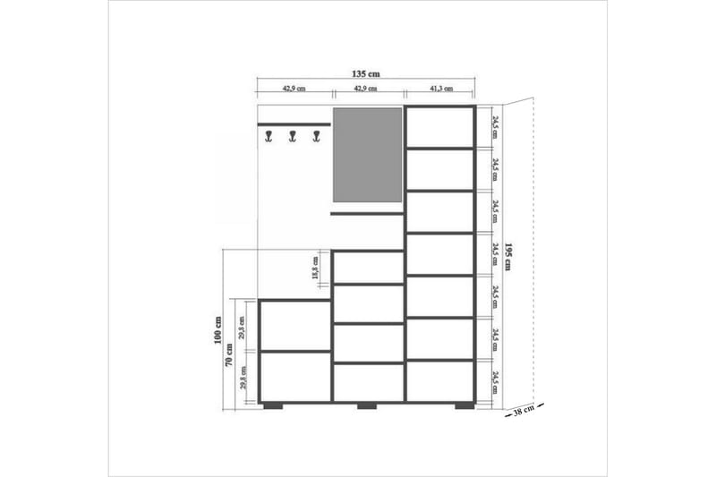STENBYN Klädförvaring 135 cm Brun - Brun/Flerfärgad/Ek - Möbler - Hall & entré - Möbelset för hall & entré