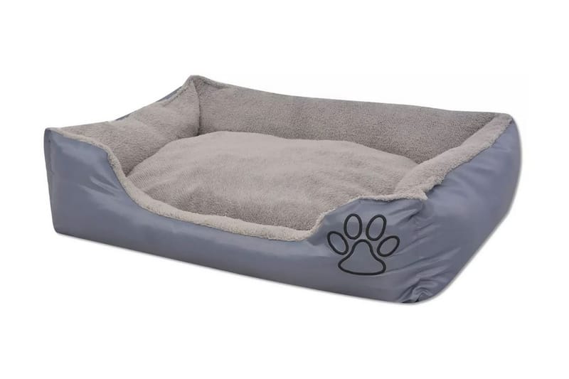 Hundbädd med vadderad kudde storlek M grå