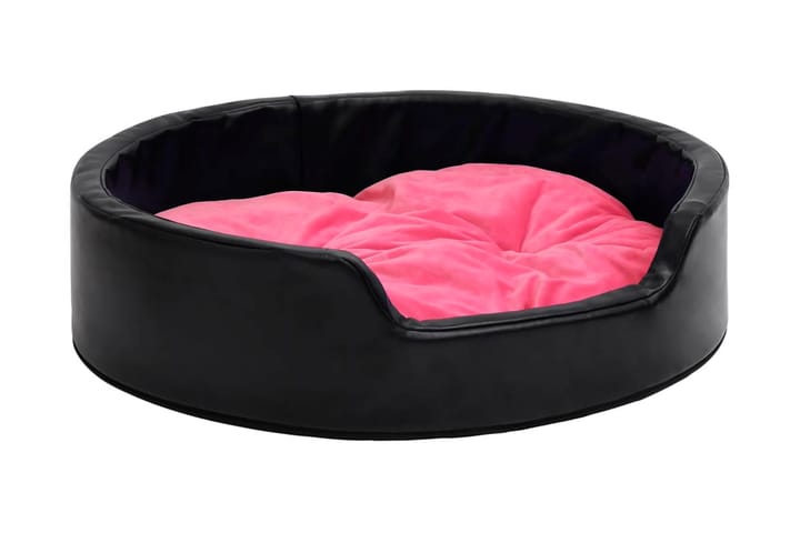 Hundbädd svart och rosa 90x79x20 cm plysch och konstläder