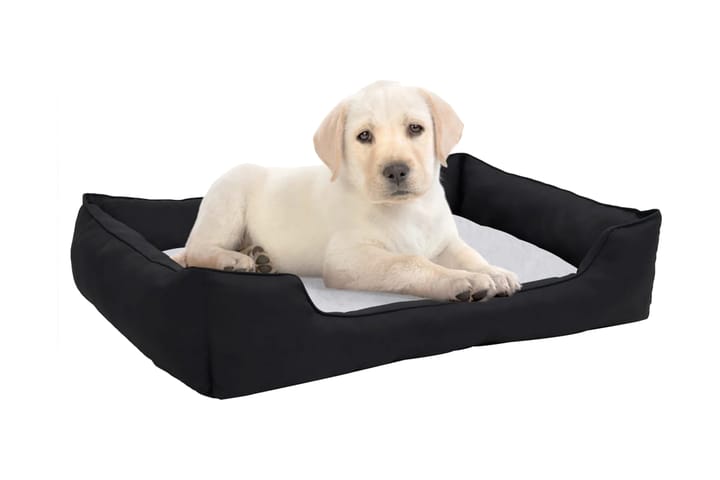 Hundbädd svart och vit 85,5x70x23 cm fleece med linnelook - Svart - Möbler - Husdjursmöbler - Hundmöbler - Hundbädd & hundsäng
