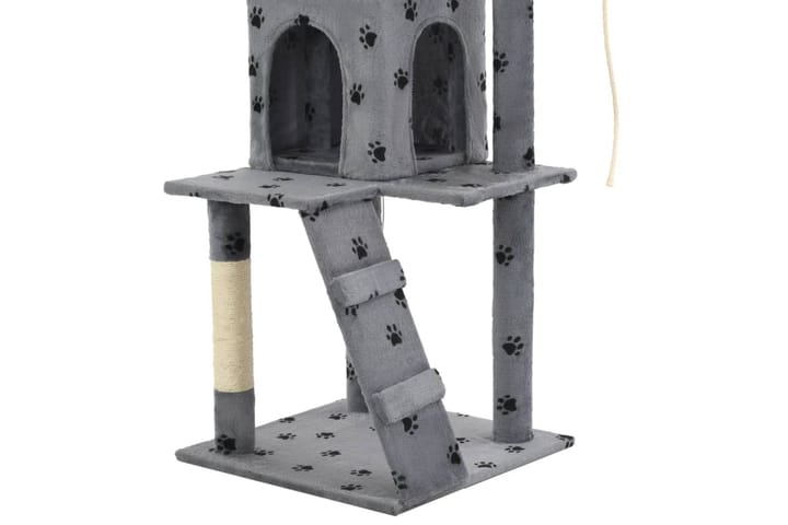 Katträd med klöspelare i sisal 120 cm tassavtryck grå - Mörkgrå - Möbler - Husdjursmöbler - Kattmöbler - Klösträd & klösmöbler