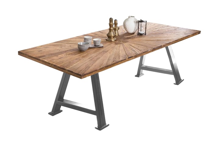 BAMRA Matbord 200x100 cm Återvunnen Teak/Silver - Möbler - Matplats - Matbord & köksbord