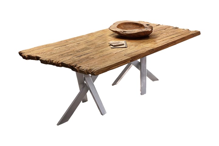 BAMRA Matbord 240 cm Återvunnen Teak/Silver - Möbler - Matplats - Matbord & köksbord