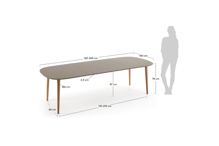 FARINI Förlängningsbart Matbord 160 cm Oval Massivt Trä/Grå - Möbler - Matplats - Matbord & köksbord