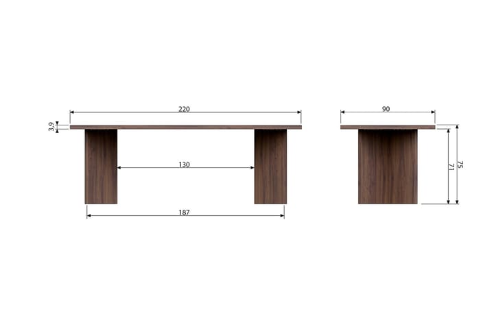 FAUTE Matbord 220 cm Trä/Natur - Möbler - Matplats - Matbord & köksbord