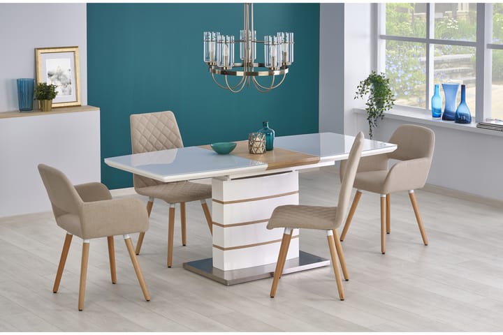 HAXEY Förlängningsbart Matbord 140 Vit/Ek - Möbler - Matplats - Matbord & köksbord