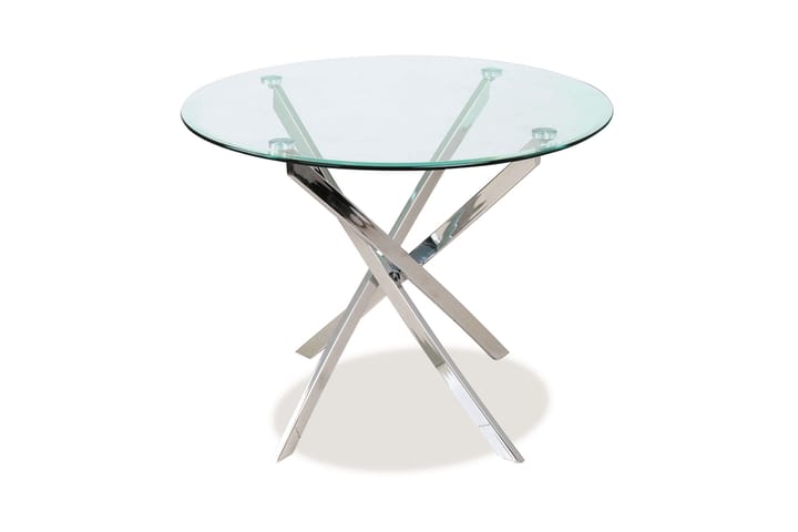 LIOUMI Matbord 90 cm Runt Glas/Silver - Möbler - Matplats - Matbord & köksbord