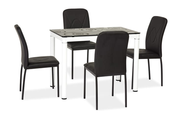 MARBA Matbord 100 cm Glas/Svart/Vit - Möbler - Matplats - Matbord & köksbord