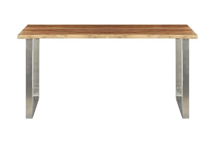 Matbord 160x80x75 cm massivt akaciaträ och rostfritt stål
