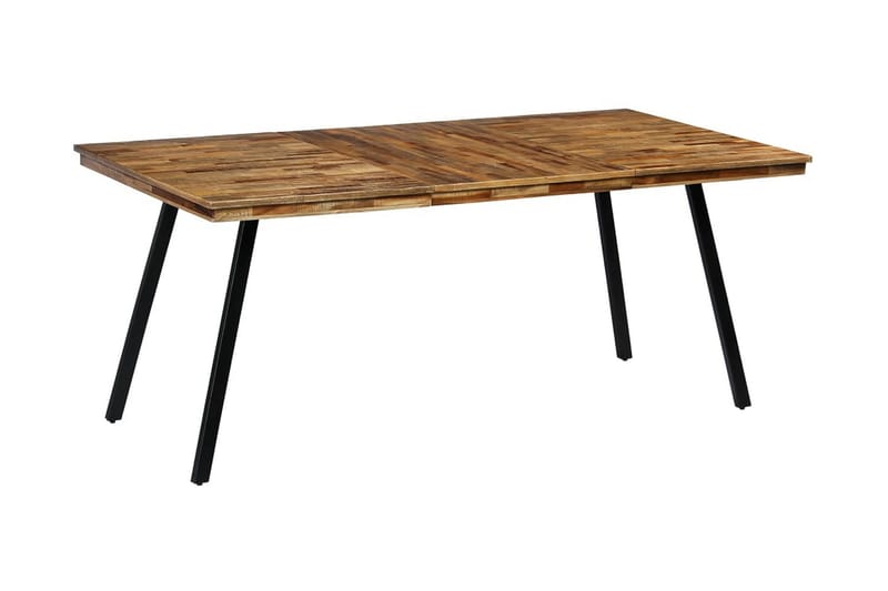Matbord massivt teakträ och stål 180x90x76 cm - Brun - Möbler - Matplats - Matbord & köksbord