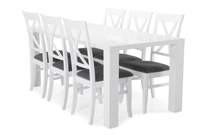 SALA Matgrupp180 cm med 6 Hartford stolar Vit/Svart