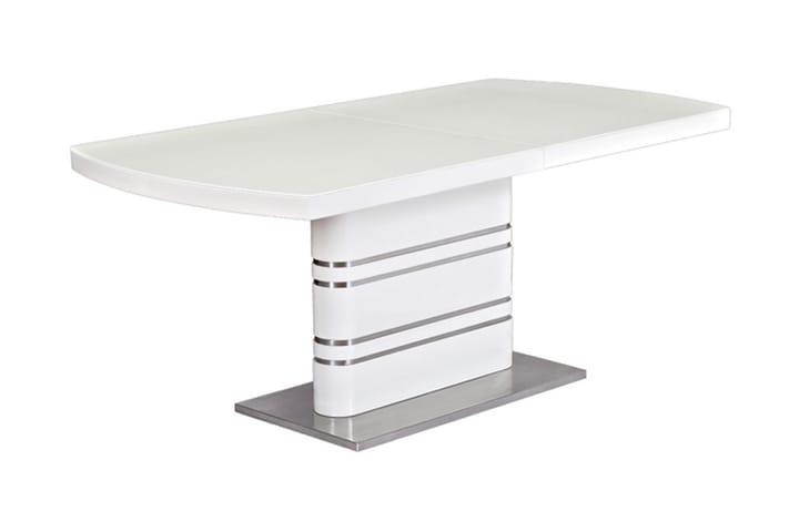 VASSAR Förlängningsbart Matbord 180 cm Glas/Vit/Silver - Möbler - Matplats - Matbord & köksbord