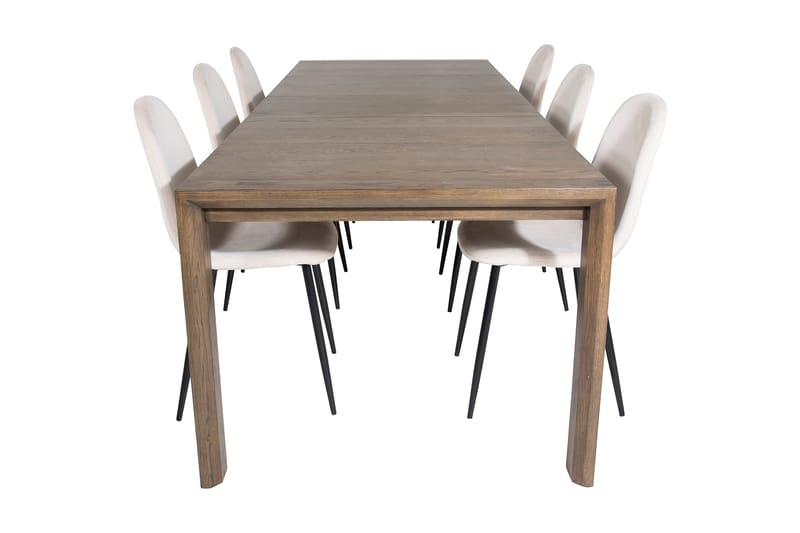 AGUASAL Förlängningsbart Bord 170 cm Brun+6 PESO Stol Beige - Möbler - Matplats - Matgrupp & matbord med stolar
