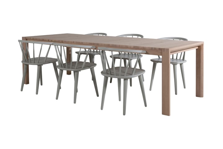 AGUASAL Förlängningsbart Matbord 170 cm Vit+6 ASTI Stol Grå - Möbler - Matplats - Matgrupp & köksgrupp