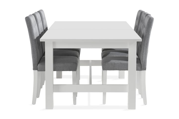 ALLIE Förlängningsbart Bord 240 cm Vit + 6 LOMBEN Stolar - Möbler - Matplats - Matgrupp & matbord med stolar