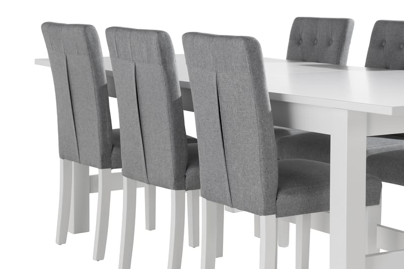 ALLIE Förlängningsbart Bord 240 cm Vit + 6 LOMBEN Stolar - Möbler - Matplats - Matgrupp & matbord med stolar