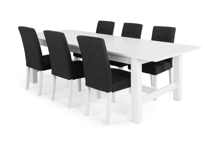 ALLIE Matbord + 6 STILO Stol Vit/Mörkgrå - Möbler - Matplats - Matgrupp & köksgrupp