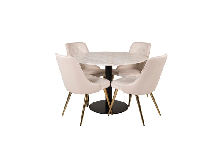 ATEN Matgrupp 106 cm med 4 CARRERA LYX Sammetsstolar - Möbler - Matplats - Matgrupp & matbord med stolar