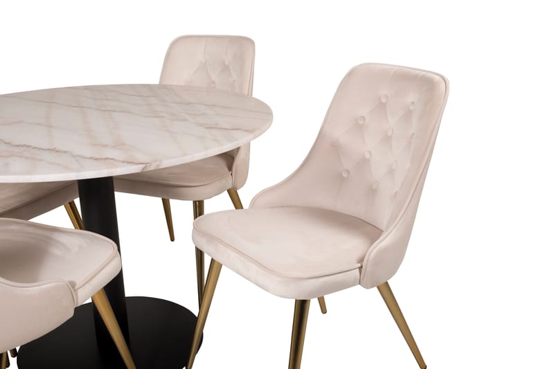 ATEN Matgrupp 106 cm med 4 CARRERA LYX Sammetsstolar - Möbler - Matplats - Matgrupp & matbord med stolar