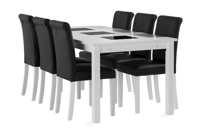 BARROW Förlängningsbart Bord 180 cm Vit + 6 ULLARP Stolar - Möbler - Matplats - Matgrupp & matbord med stolar