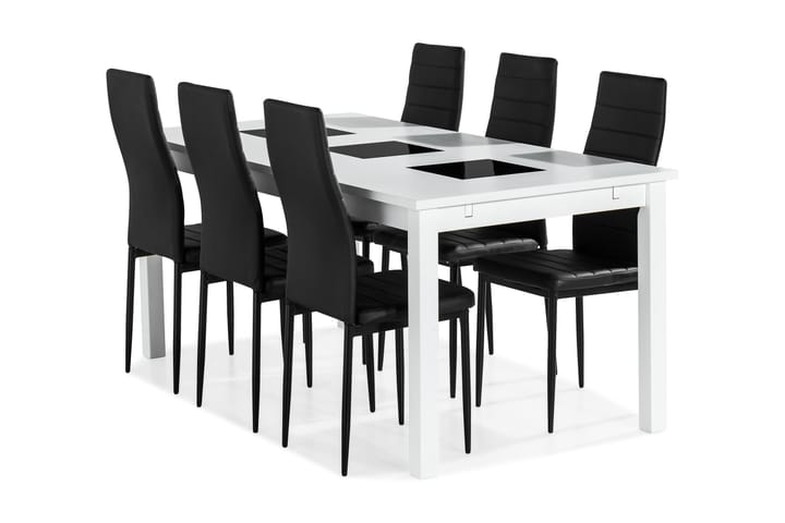 BARROW Matbord 180 Vit + 6 TEKLA Stol Svart - Möbler - Vardagsrum - Soffbord & vardagsrumsbord - Soffbord