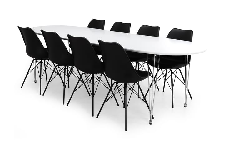 CADI Bord + 8 ZENIT stolar Vit/Svart - Möbler - Matplats - Matgrupp & köksgrupp