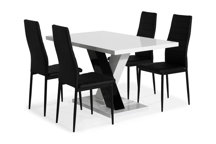 ESSUNGA Matbord Vit/Svart + 4 TEKLA Stol - Möbler - Matplats - Matgrupp & köksgrupp