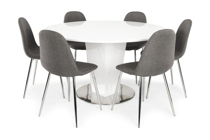 FACETTE Bord + 6 NIKOLAS Stolar Grå/Krom - Möbler - Matplats - Matgrupp & matbord med stolar