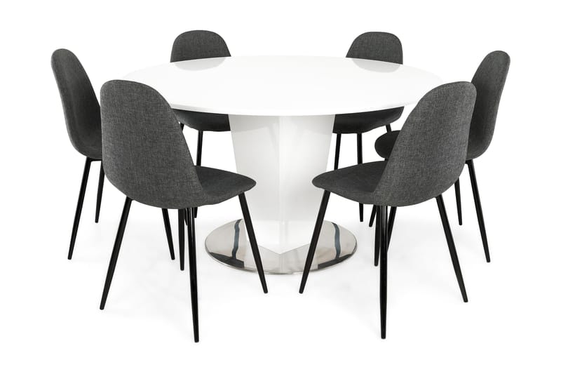FACETTE Bord + 6 NIKOLAS Stolar Grå/Svart - Möbler - Matplats - Matgrupp & matbord med stolar