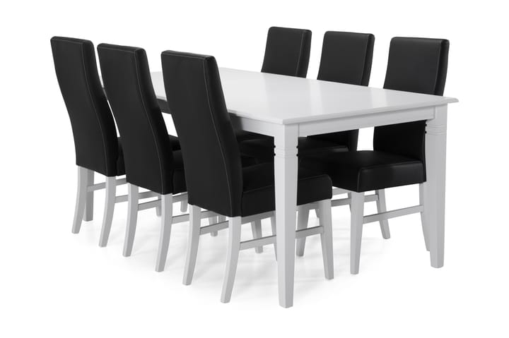 HAILEY Bord + 6 MATTIA Stol Vit/Svart - Möbler - Matplats - Matgrupp & matbord med stolar