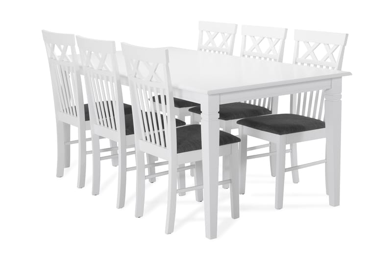 HAILEY Bord + 6 REDMOND Stol Vit - Möbler - Matplats - Matbord & köksbord