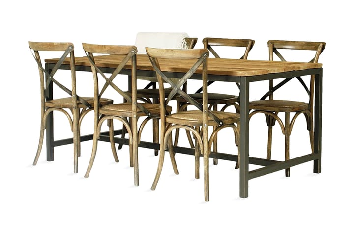 KAVAT Matgrupp 180x90 + 6 RUSTIQUE Stol Trä - Möbler - Matplats - Matgrupp & matbord med stolar