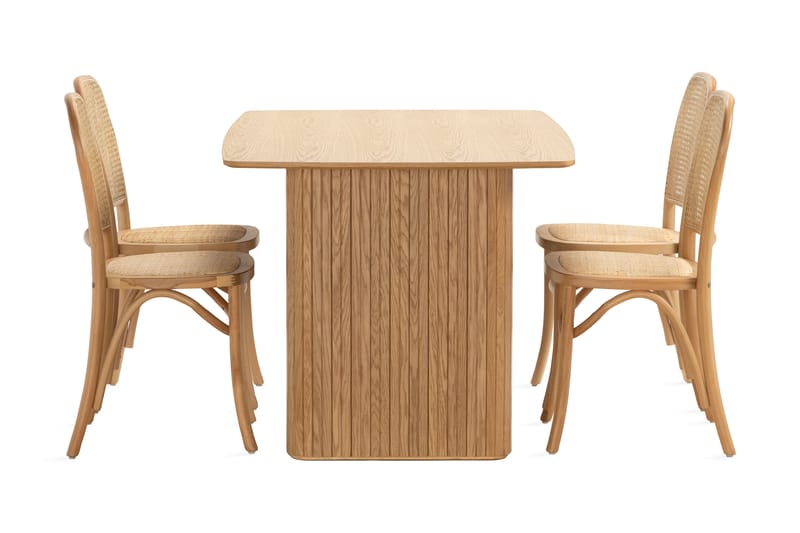 LELINA Matbord 140 cm Brun + 4st ELSRIK Matstol - Möbler - Matplats - Matgrupp & matbord med stolar