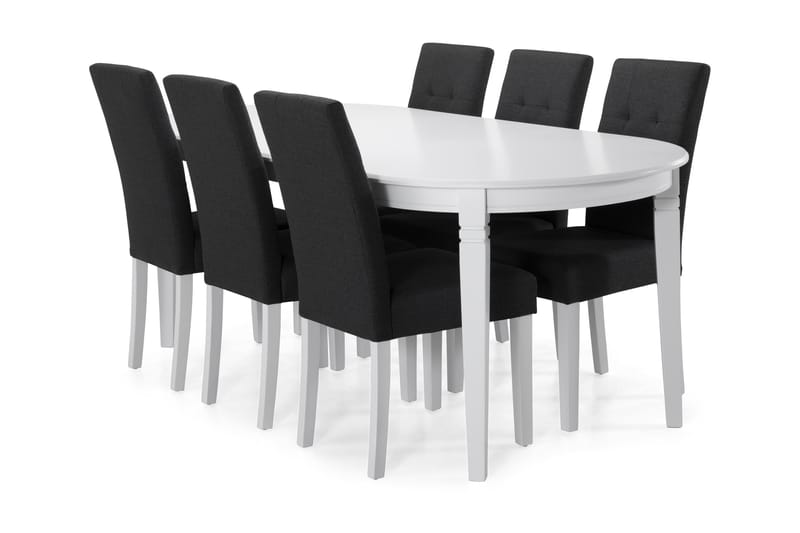 LEVIDE Bord + 6 STILO Stol Mörkgrå/Vit - Möbler - Matplats - Matgrupp & matbord med stolar