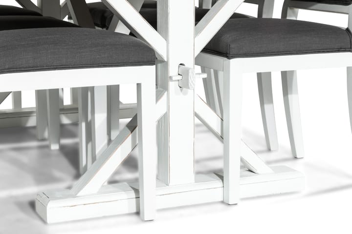 LIRE Förlängningsbart Bord 200 Natur/Vit+6 MOTEI Stol Grå - Möbler - Matplats - Matgrupp & matbord med stolar