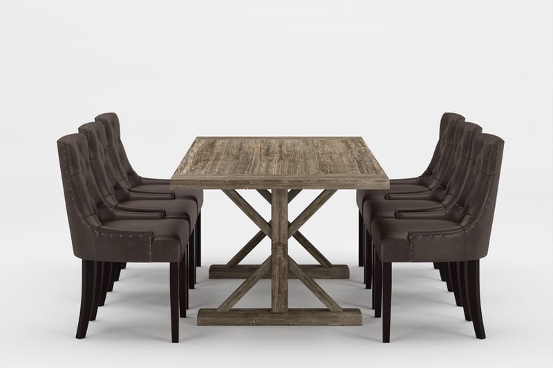 LIRE Premium Förlängningsbar Matgrupp 200-290 cm + 6 CARMINE - Mörkbrun/Brun - Möbler - Matplats - Matgrupp & matbord med stolar