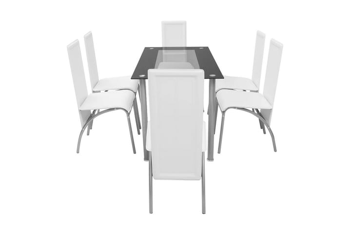 Matbord och stolar 7 delar vita - Flerfärgad - Möbler - Matplats - Matgrupp & köksgrupp