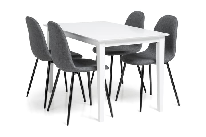 MAXIMILIAN Matbord 120 cm Vit + 4 NIKOLAS Stolar Grå/Svart - Möbler - Matplats - Matgrupp & matbord med stolar