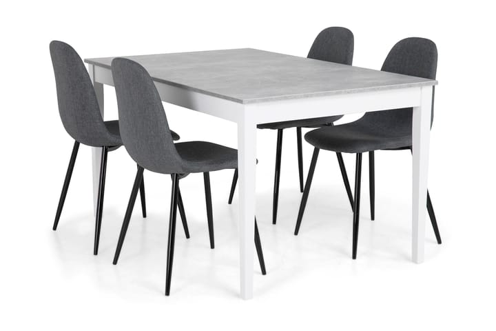 MORGAN Matbord 140 Ljusgrå/Vit + 4 NIKOLAS Stol Grå/Svart - Möbler - Matplats - Matgrupp & matbord med stolar