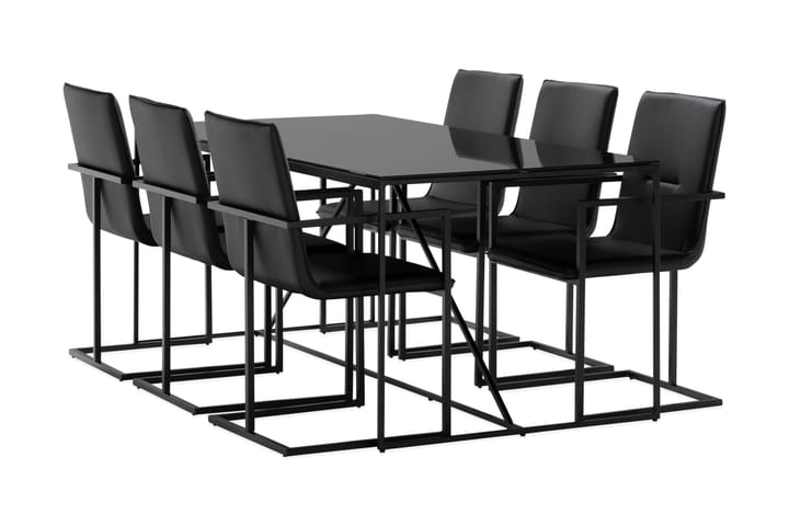 NIJOU Matbord 180 Glas/Metall + 6st PERAMOLA Matstol - Möbler - Matplats - Matgrupp & matbord med stolar
