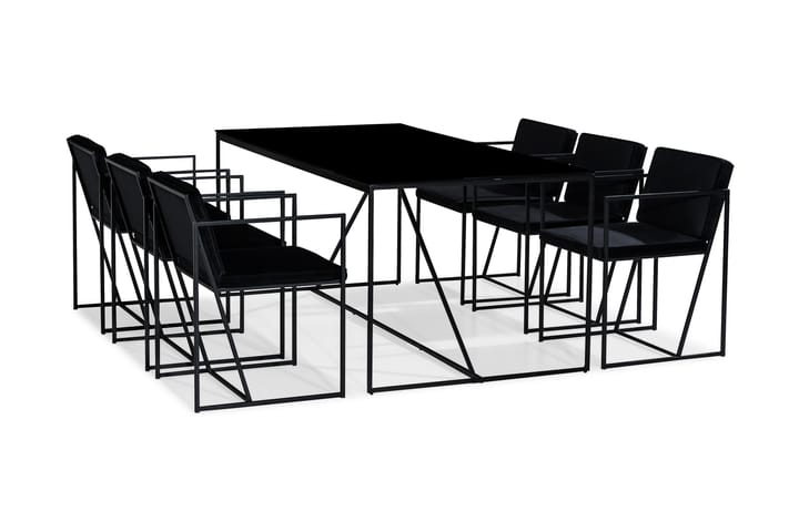 NIJOU Matbord + 6 Stolar Vit/Svart/Glas/Metall - Möbler - Matplats - Matgrupp & köksgrupp