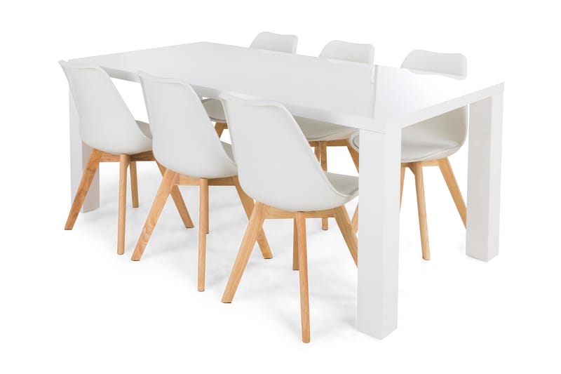 SALA Matbord 160 + 6 SANNA Stol Vit/Ek - Möbler - Matplats - Matgrupp & matbord med stolar