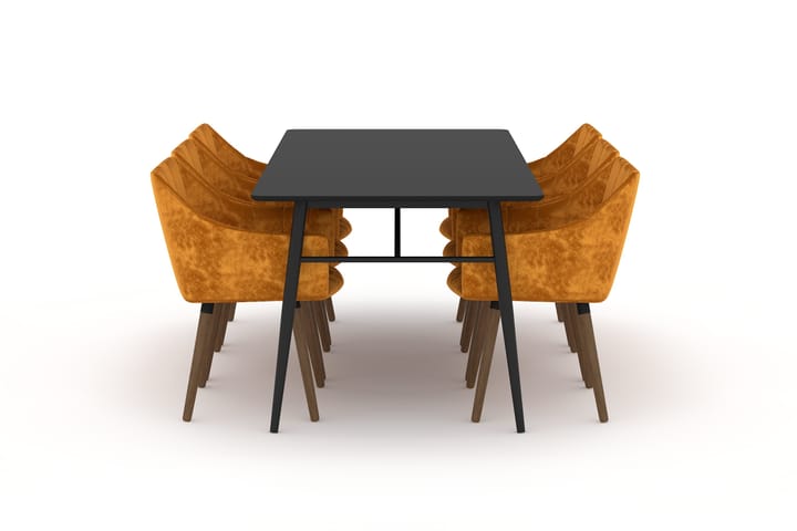 SCHOEFF Matbord 200 cm Svart med 6st KAZUKO Matstol - Möbler - Matplats - Matgrupp & matbord med stolar