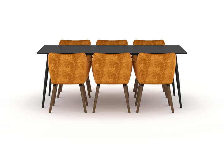 SCHOEFF Matbord 200 cm Svart med 6st KAZUKO Matstol - Möbler - Matplats - Matgrupp & matbord med stolar
