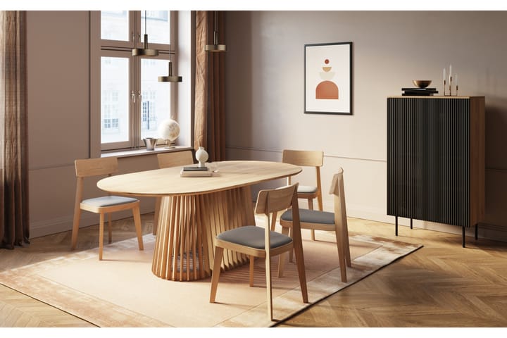 ZALE Matbord 200 cm Ovalt Natur med 6 st BANUT Matstol - Möbler - Matplats - Matgrupp & köksgrupp