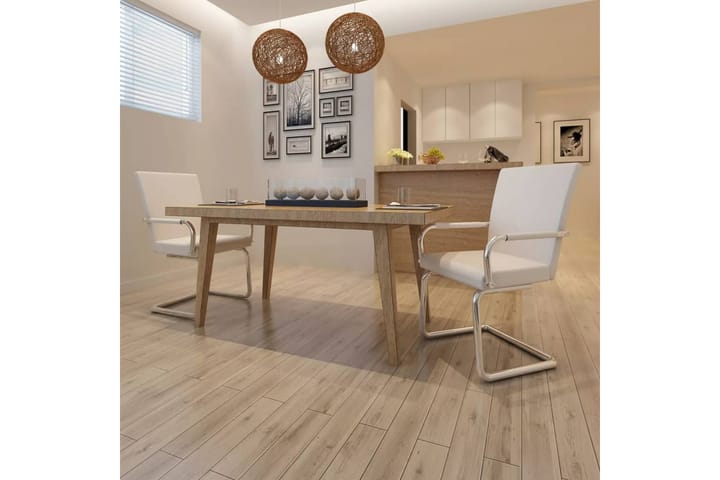 Fribärande matstolar 2 st vit konstläder - Vit - Möbler - Matplats - Matstol & köksstol