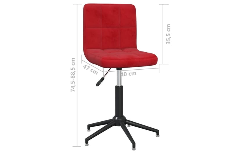 Snurrbar kontorsstol vinröd sammet - Röd - Möbler - Hemmakontor - Kontorsstol
