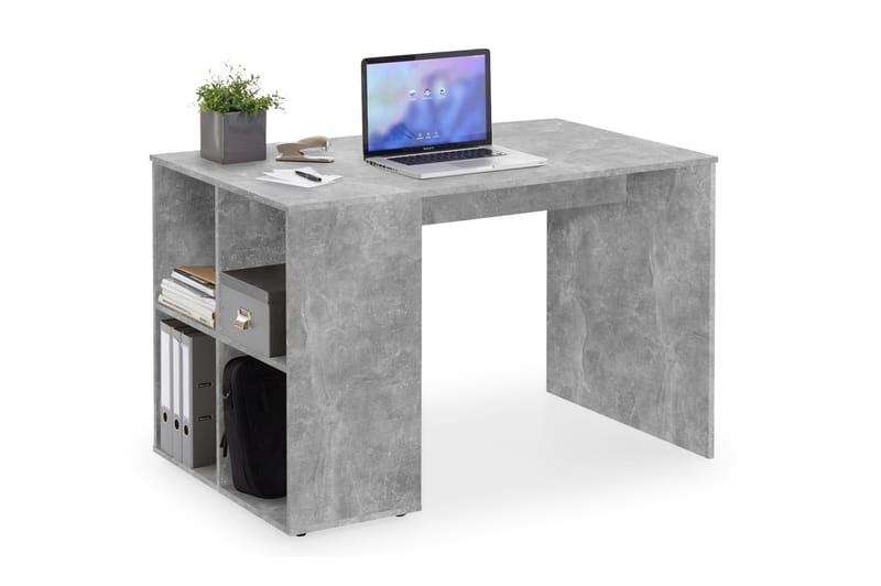 ACCALON Skrivbord 117 cm med Förvaring Hyllor Betonggrå - Möbler - Bord